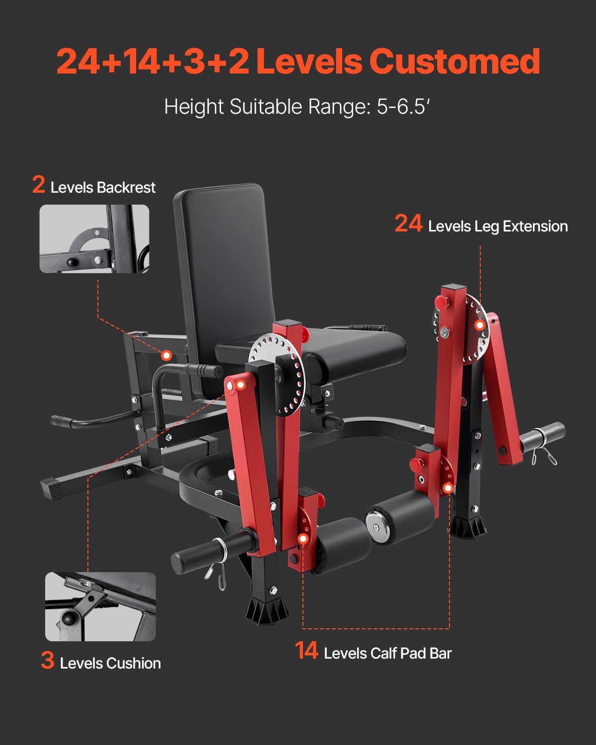 VEVOR Máquina de extensión de piernas y rizos, extensión giratoria de piernas sentadas para muslo, equipo de ejercicios especiales ajustable para la parte inferior del cuerpo, banco de entrenamiento