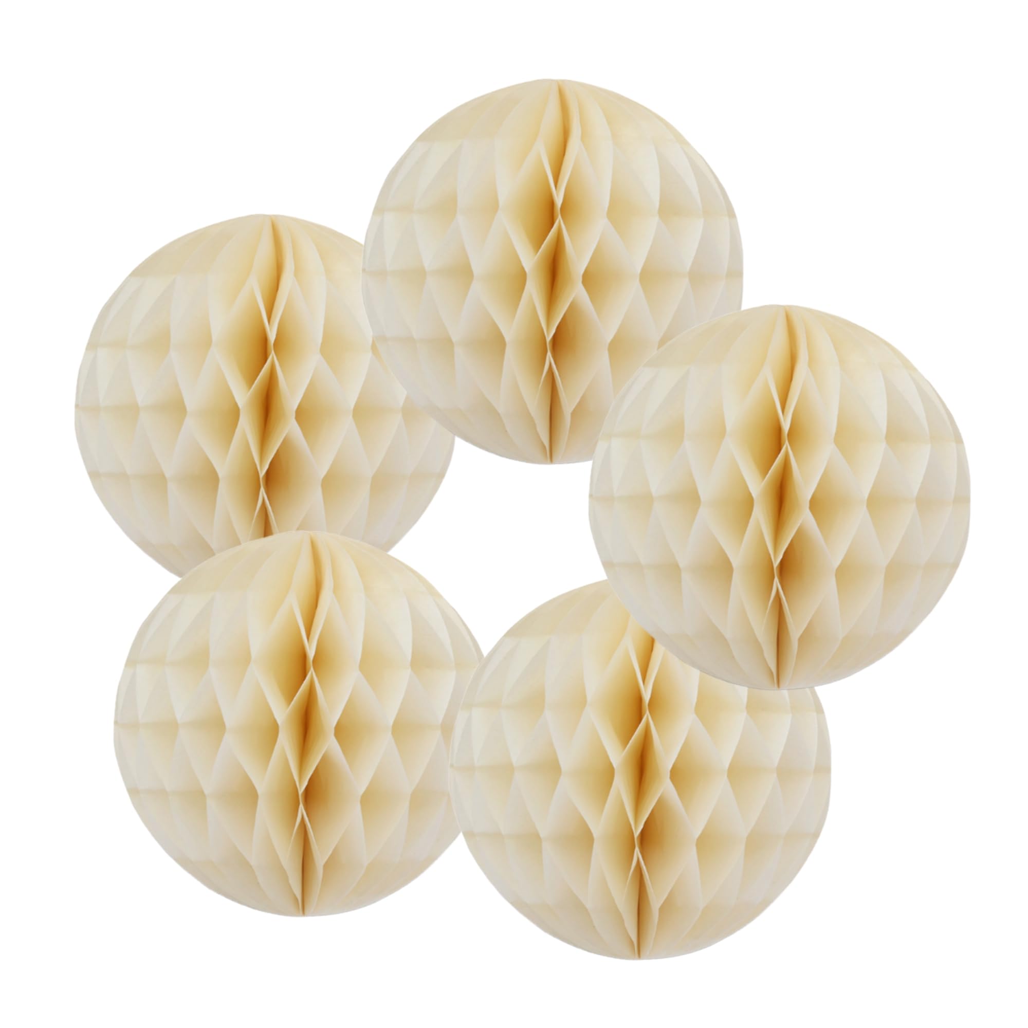 SrchJoy Honeycomb Paper Ball Party Decorations Pack of 5 Tissue Pom Poms Flower Ball Garland Birthday Baby Shower Wedding Party Decor (Ivory, 5 Pcs - 6" (15cm))