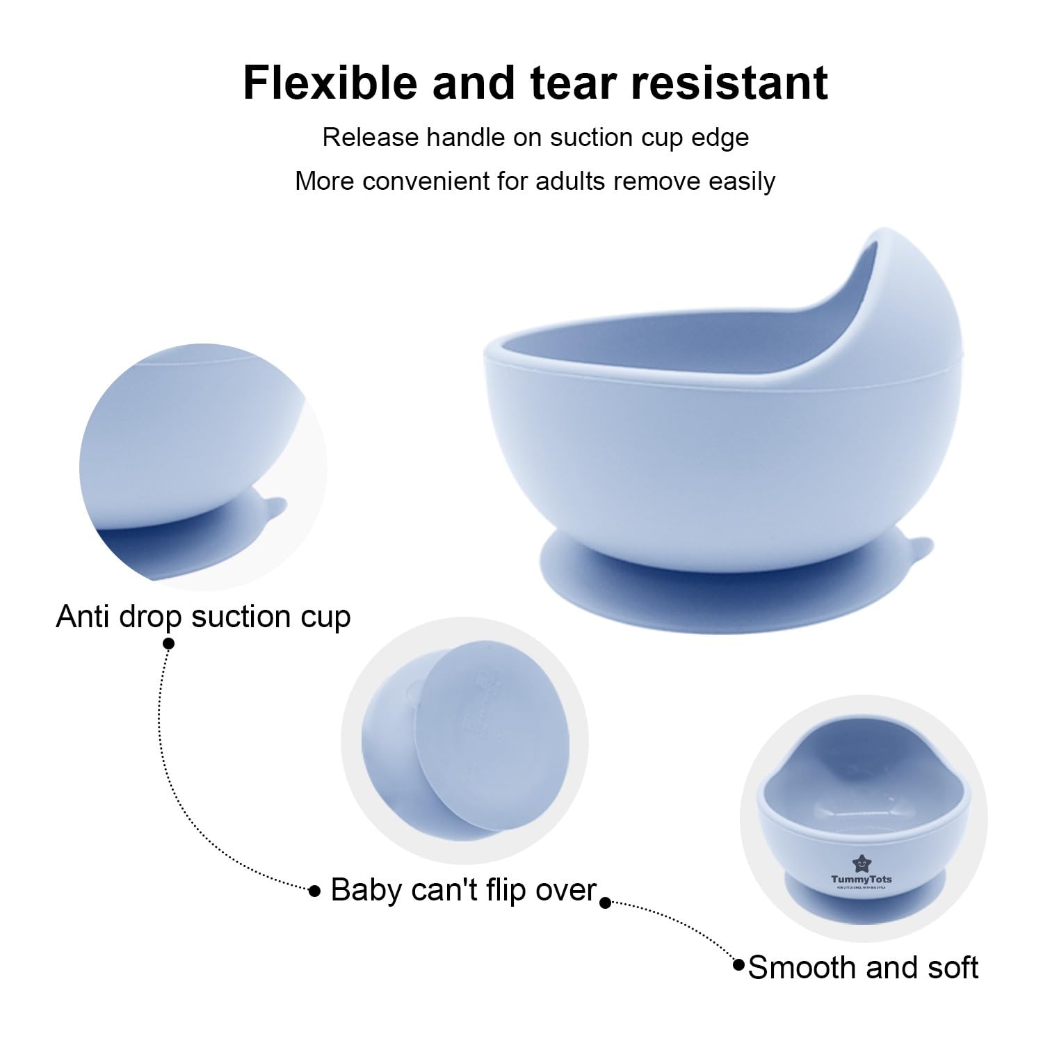 TummyTots 12Pcs Blue Baby Weaning Set, Feeding Set w/Baby Bowls for Weaning Baby Plates with Suction, Baby Cutlery - Image 4