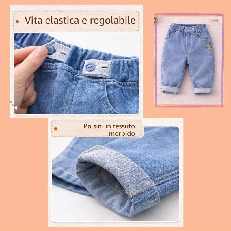 OrJana Set Abbigliamento Bambino 3 Pezzi, Camicia a Quadri, T-Shirt Bianca manica lunga, Jeans Blu