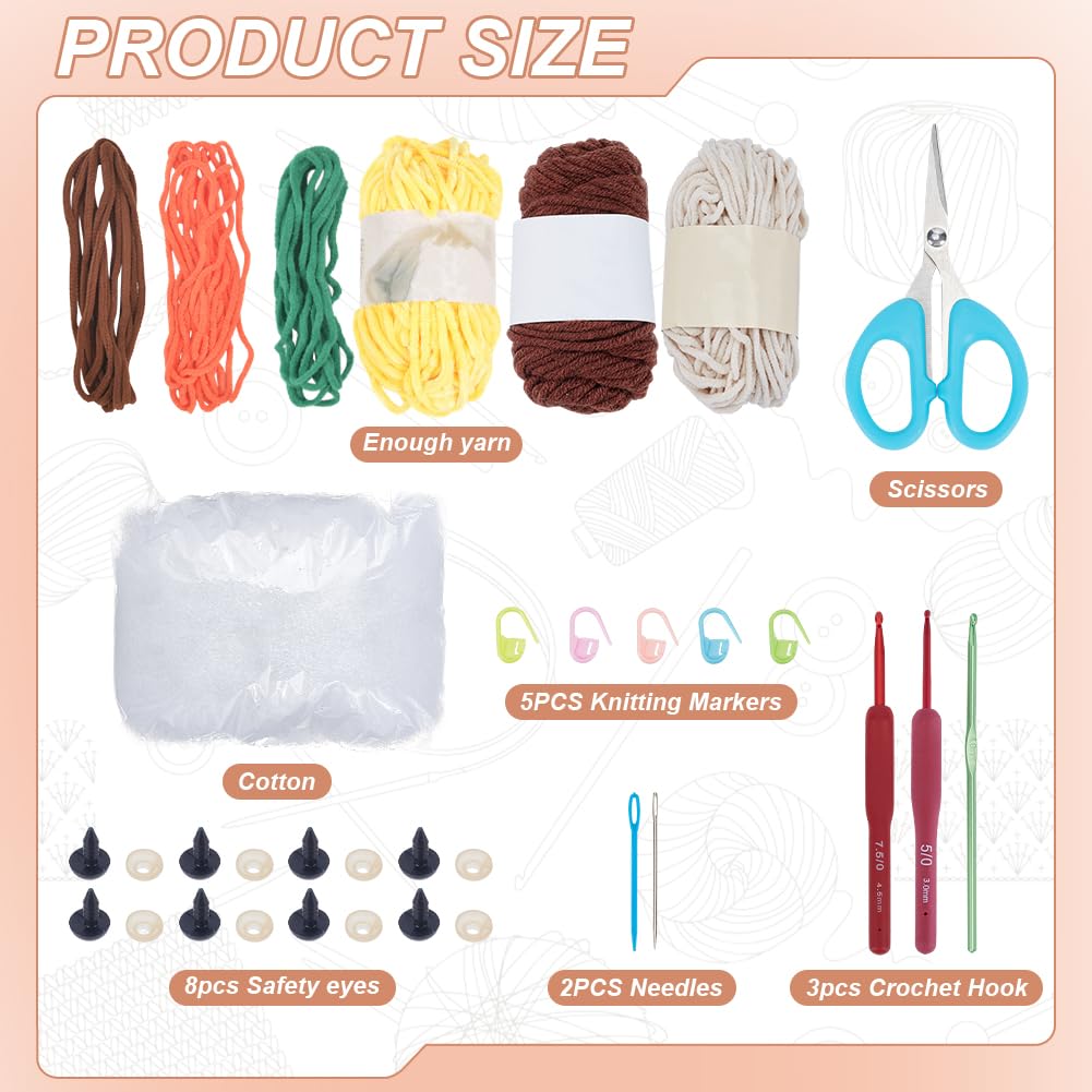 FREEBLOSS 4 Set Häkelset Für Anfänger Häkelküken Set Häkeltier Häkel Starter Set Mit Schritt Für Schritt Videoanleitung Häkelgarn Häkelset Basteln Für Erwachsene