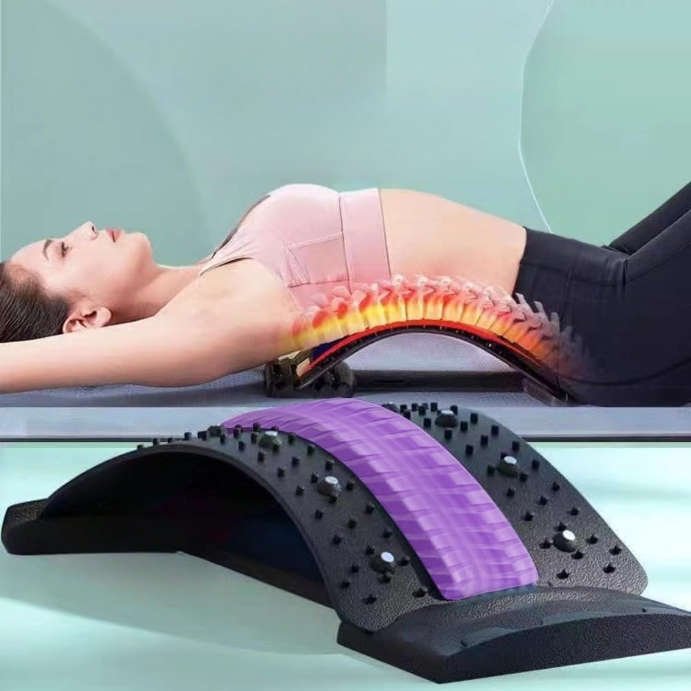 Tavoletta lombare multifunzionale, correttore postura, stiratore e massaggiatore per sollievo cervicale/vertebrale, design portatile con terapia magnetica e punti di digitopressione