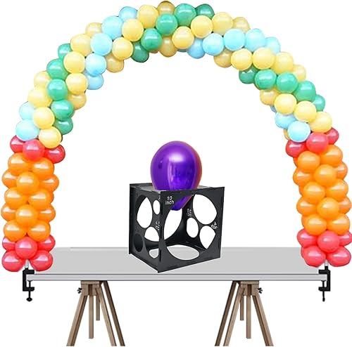 Miniatura 5 de Worown Caja de medición de globos de plástico negro plegable de 11 agujeros, cubo de medición, herramientas de medición de tamaño para decoraciones