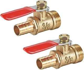 uxcell Brass Air Ball Valve Shut-Off Switch G3/8 Male to 3/8" Hose Barb Pipe Tubing Fitting Coupler 180 Degree Operation Handle 2Pcs