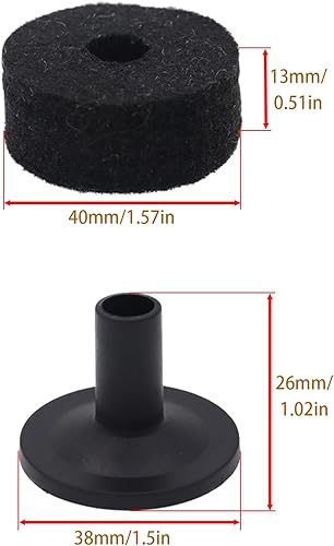 Miniatura 4 de Juego de fundas y fieltros para platillo, 10 platillos negros de tamaño estándar, almohadillas de fieltro, 10 piezas de accesorios de repuesto de