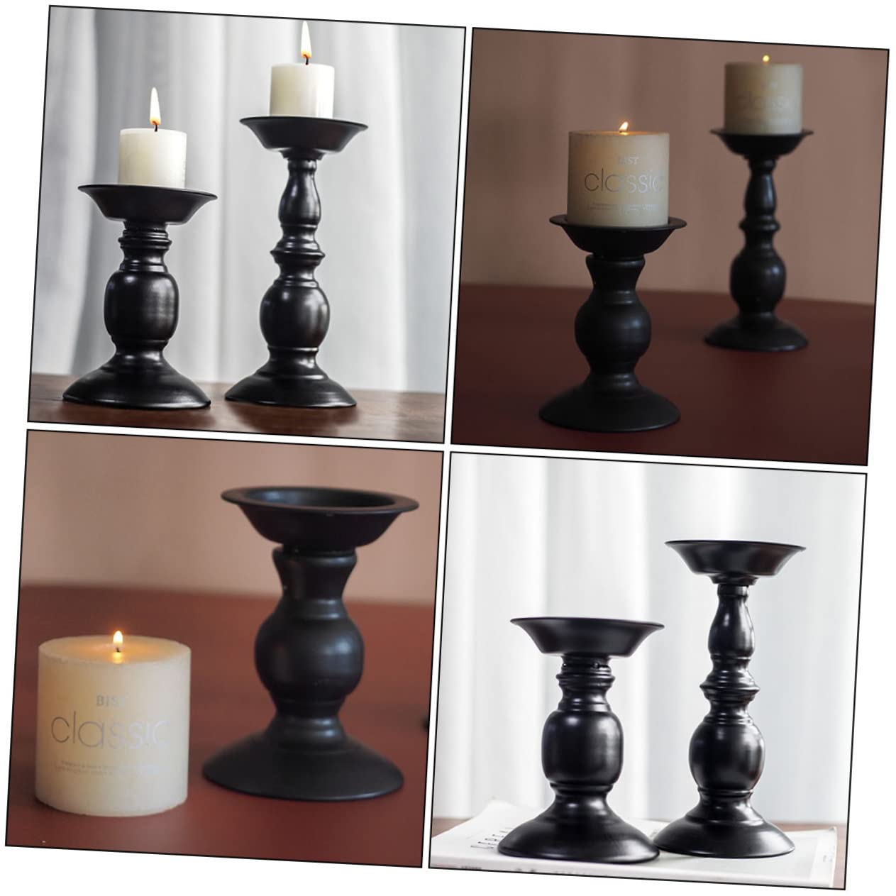 Candelabro de Hierro Negro Estilo Europeo para Boda, 2 Piezas