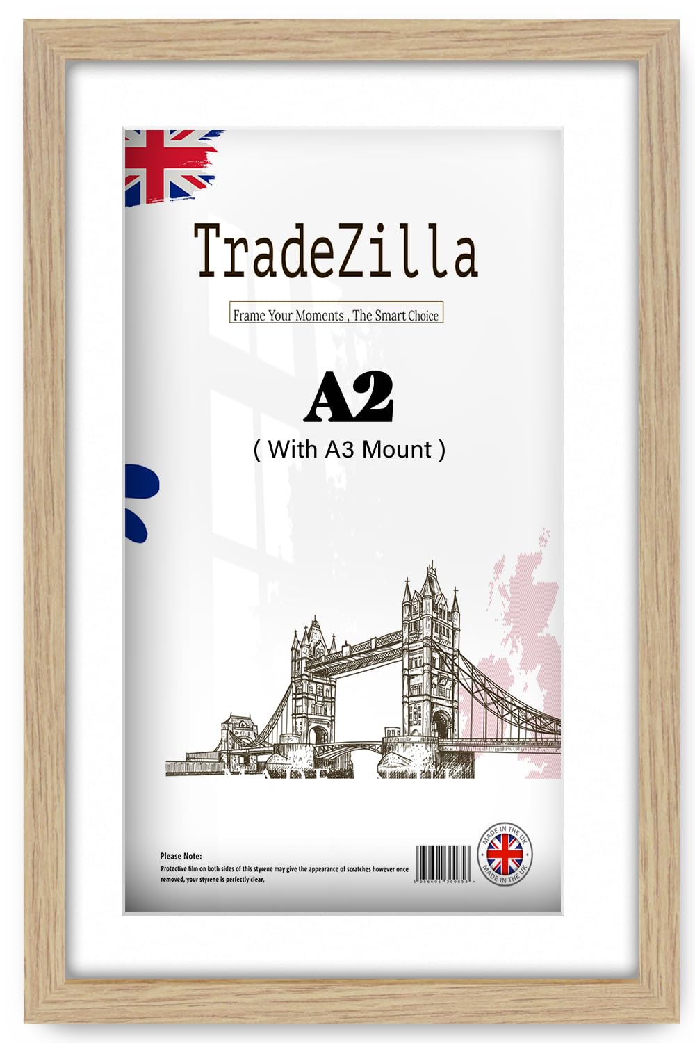Tradezilla Oak | Stunning 1' 4" X 1' 11" Posters Frame - A2 (41.90 X 59.40 Cm) With A3-(29.70 X 41.90 Cm) White Mount For Posters & Artwork 16 X 23 Inch [ ]