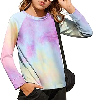 Arshiner Girls Long Sleeve T-Shirt Tie-dye Kids Lightweight 