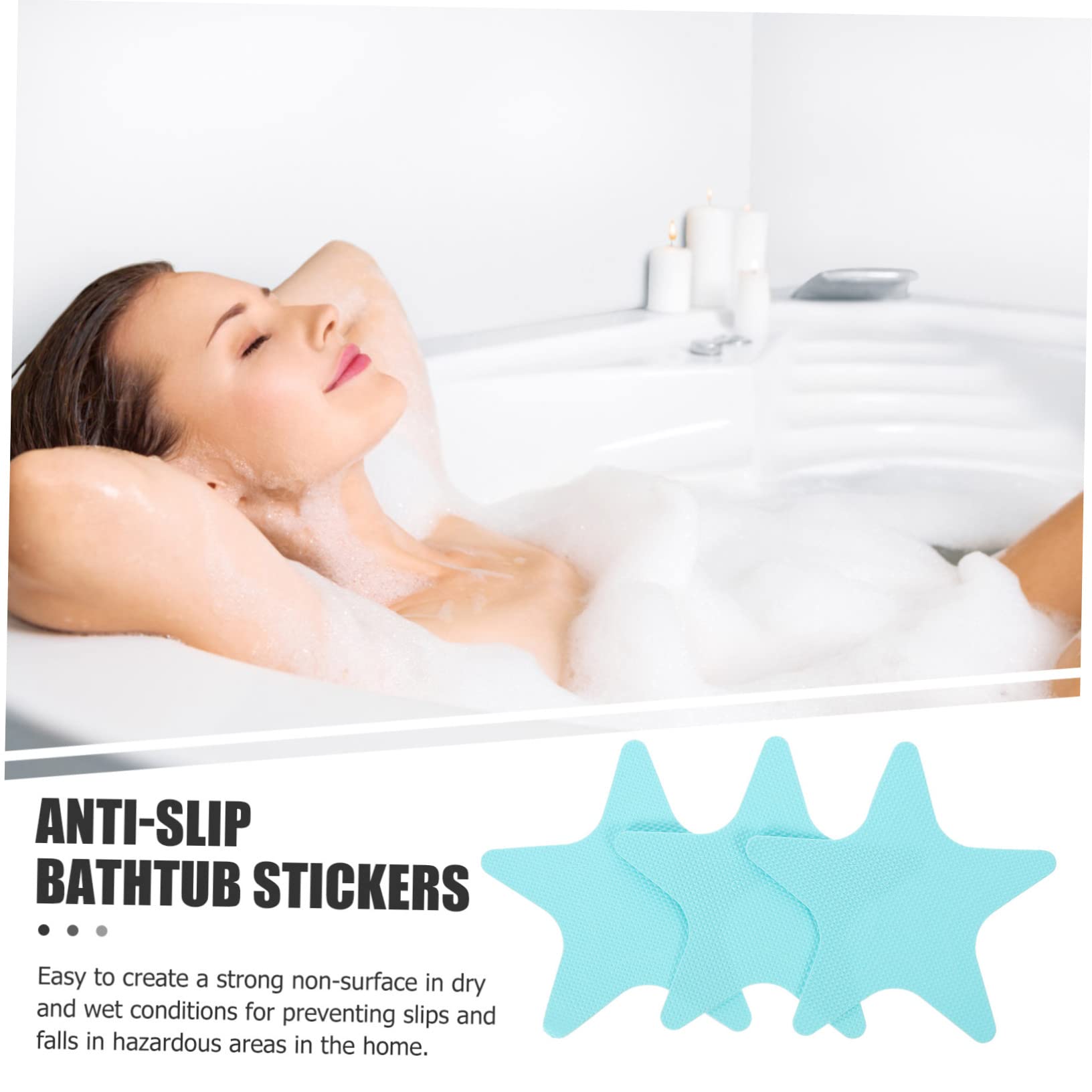 STOBAZA Pegatinas Antideslizantes Baño Adhesivas Seguridad Ducha Bañera Autoadhesivas Peva Impermeables Estrellas Azules para Suelo Baño 20 Piezas X 4