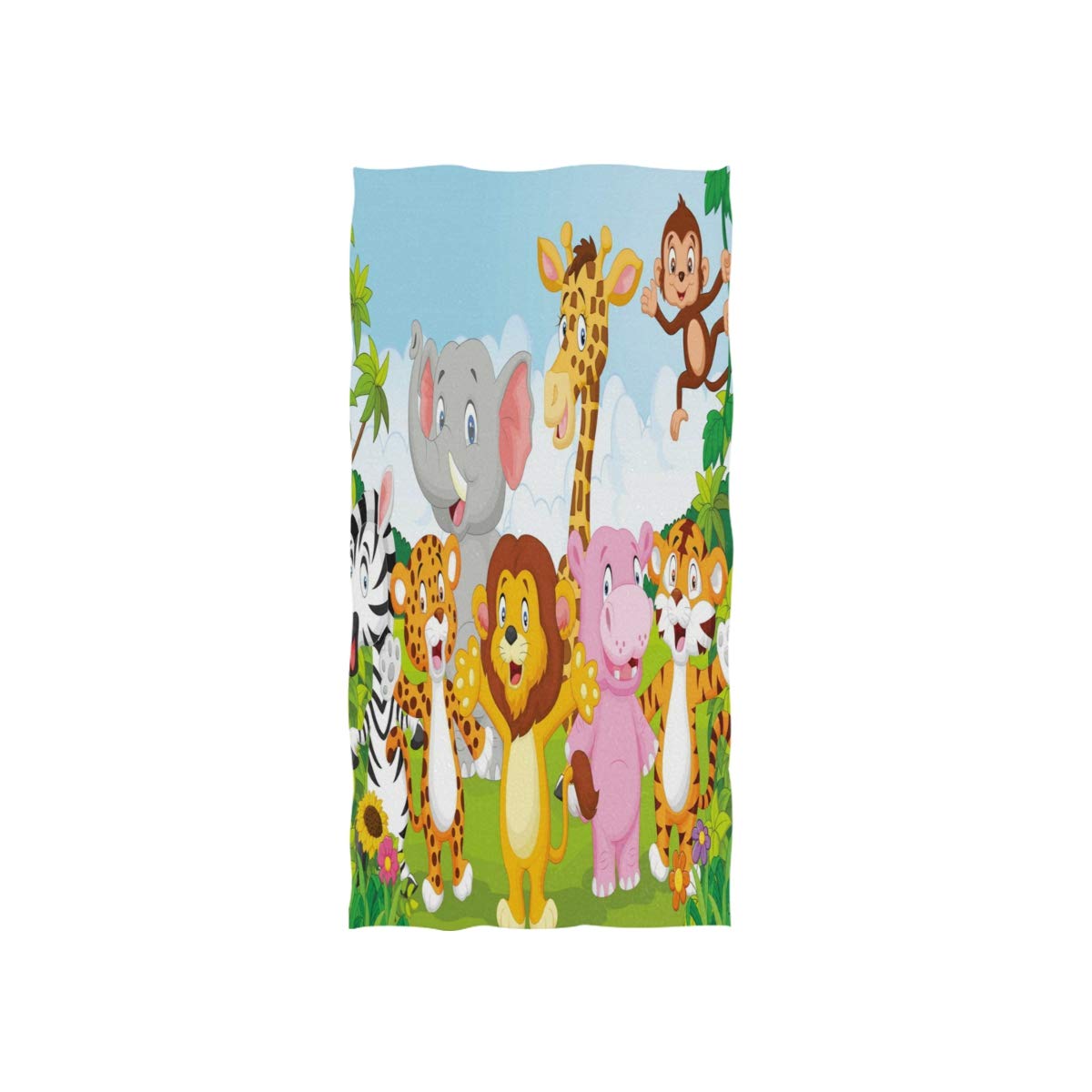 HUYGD Cartoon Tiger Elephant Monkey Giraffe Soft Bath Hotel Spa Hand Gym Sport Towel 76 x 38 cm(30 x 15 Inches)