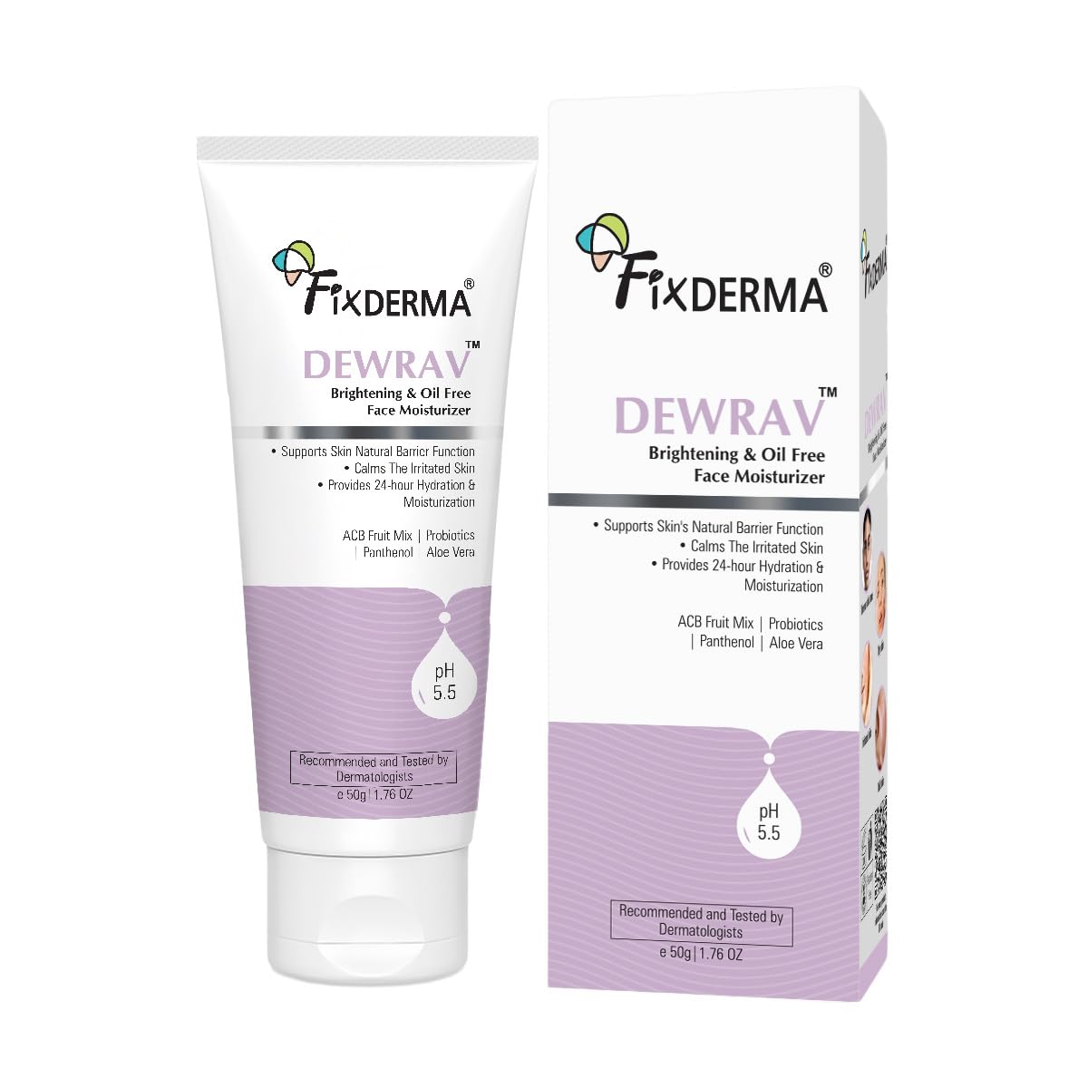 Fixderma Dewrav Brightening & Oil-Free Face Moisturizer with Panthenol & ACB Fruit Mix | 24-Hour Hydration & Moisturization | Dermatologist Recommended Moisturizer for Women & Men - 50g-image-44