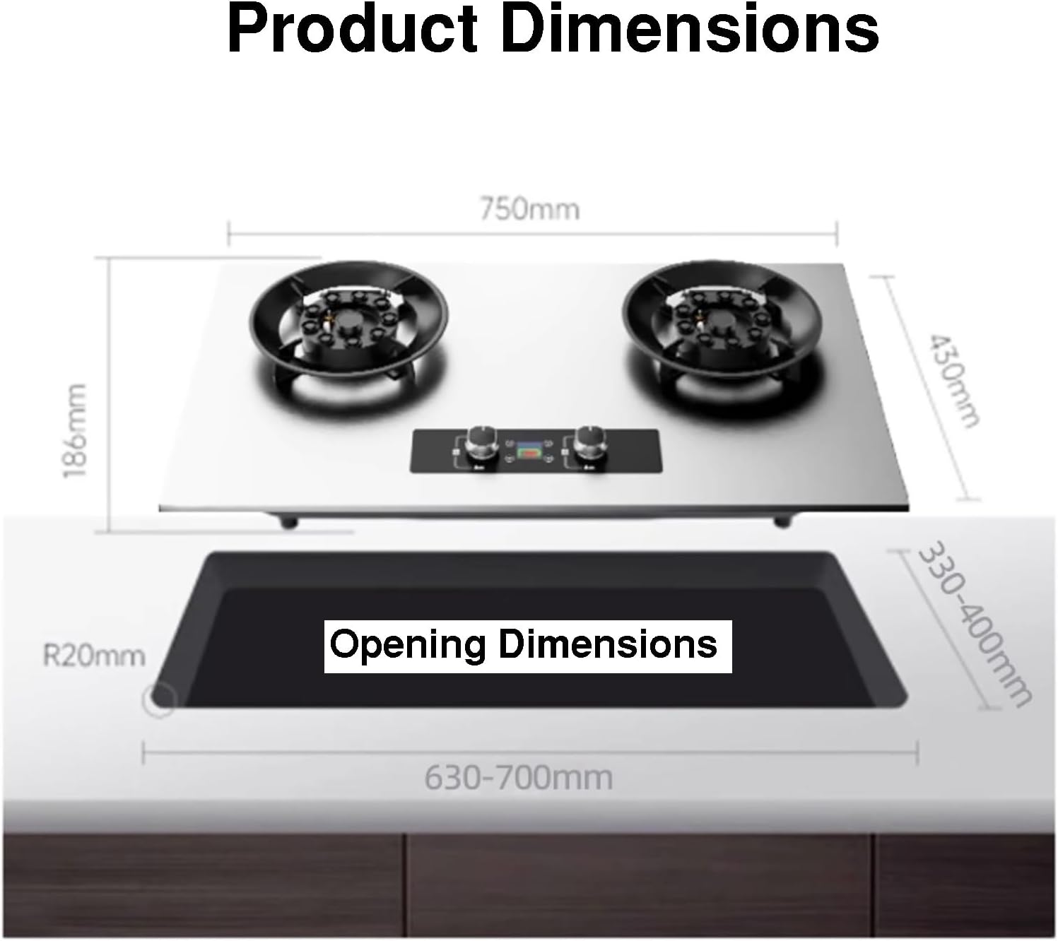 Double Burner Gas Stove,5.2kw 10-cavity High-Power,99-minute Independent Timer and 90° Reversible Head,with Flame Failure Protection Auto-Ignition(NG)