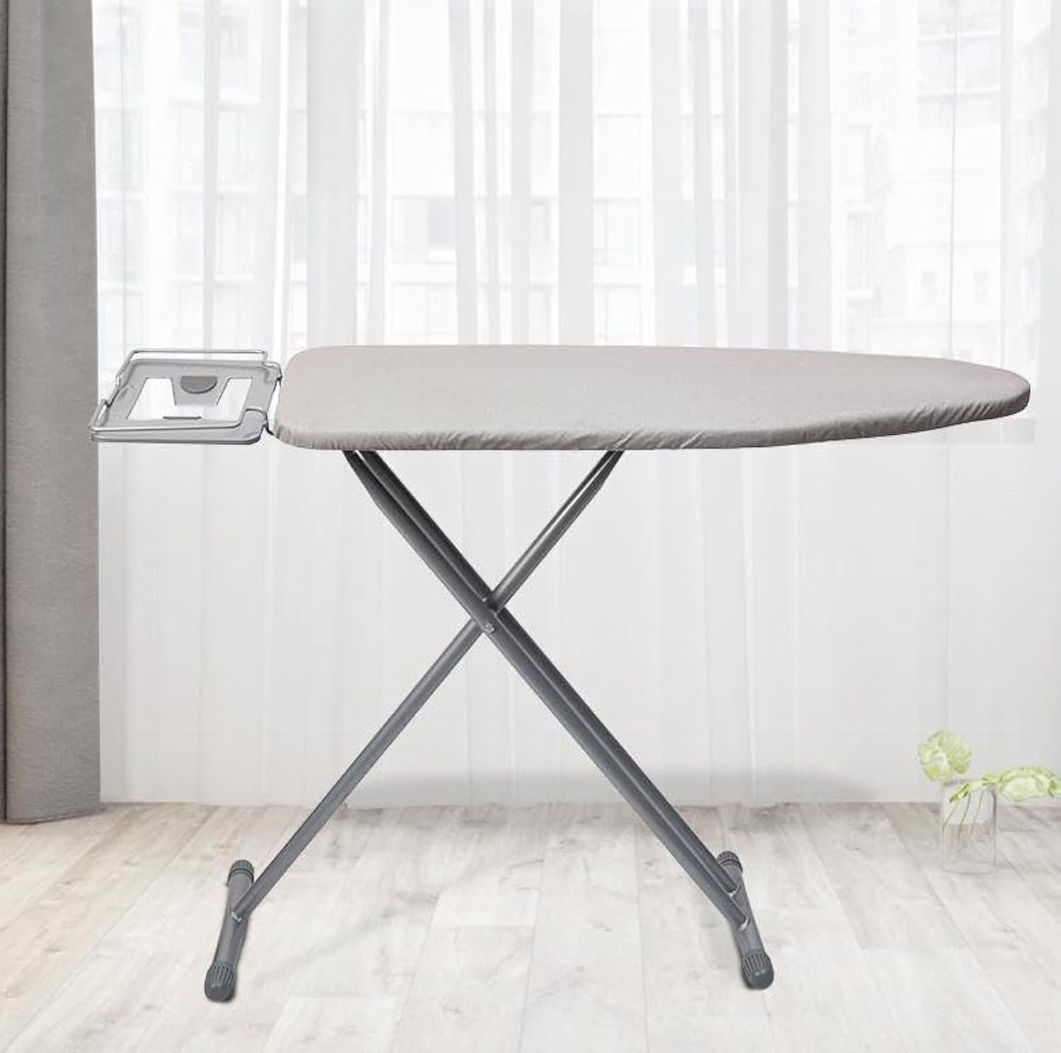 SKY-TOUCH Ironing Board 110x33cm, Folding Ironing Stand with Jumbo Iron Rest, Heavy Sturdy Metal Frame Legs Iron Stand, Ironing Board Adjustable Height for Home Laundry Room or Dorm Use, Grey