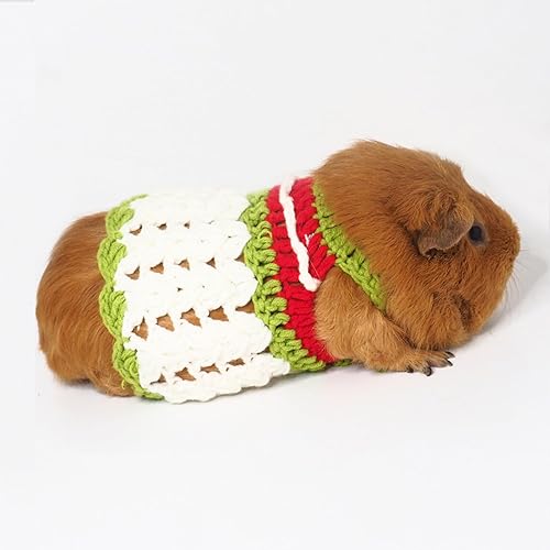 Guinea Pig Sweater - Hand Knitted Wool Yarn Sweater for Hairless Skinny Pig Winter Warm Vest Small Animal Clothes Halloween Costume Christmas Outfit for Bunny Kitten Puppy Chihuahua