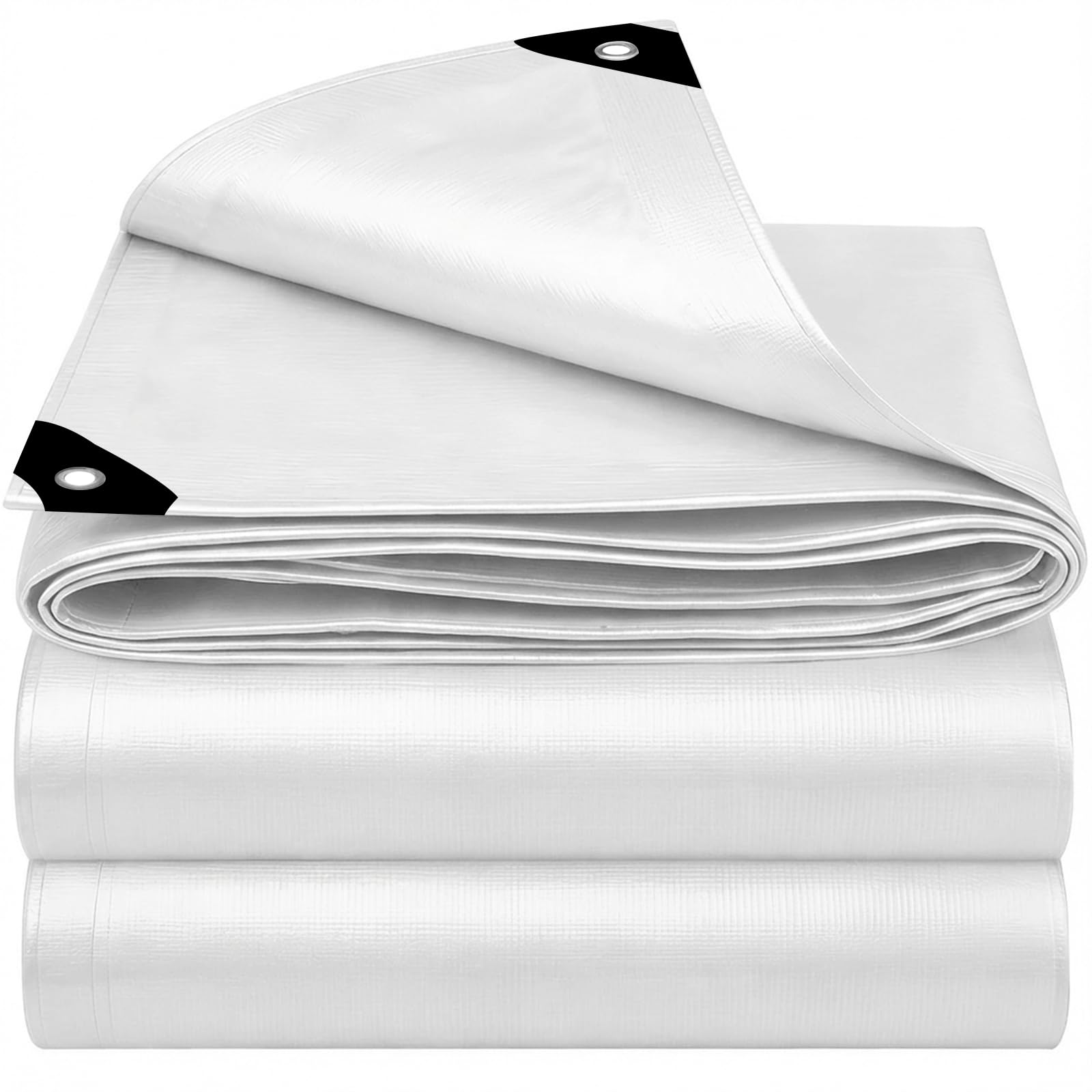 Bianco Telo Impermeabile Esterno, Telone Occhiellato Impermeabile in Polietilene, Telone Impermeabile per Esterno, Giardino, Gazebo, Campeggio, Piscina, Auto, Barche, Legno, 2x3m