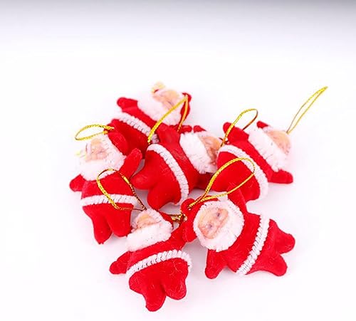 Miniatura 3 de Adornos decorativos para árbol de Navidad, juego de 6 bonitos adornos de Papá Noel rojo para colgar, decoración temática pequeña irrompible para