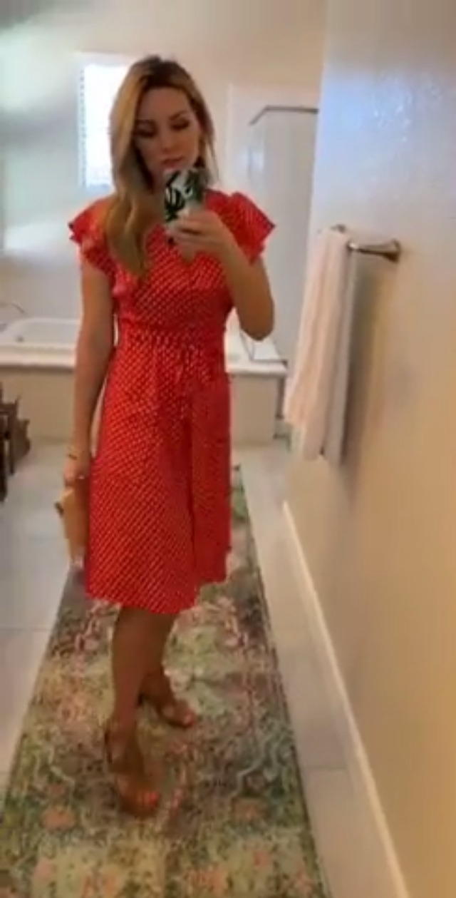 MITILLY Women's Boho Polka Dot Flutter Short Sleeve V Neck Button Down Swing Midi Dress with Pockets - Image 6