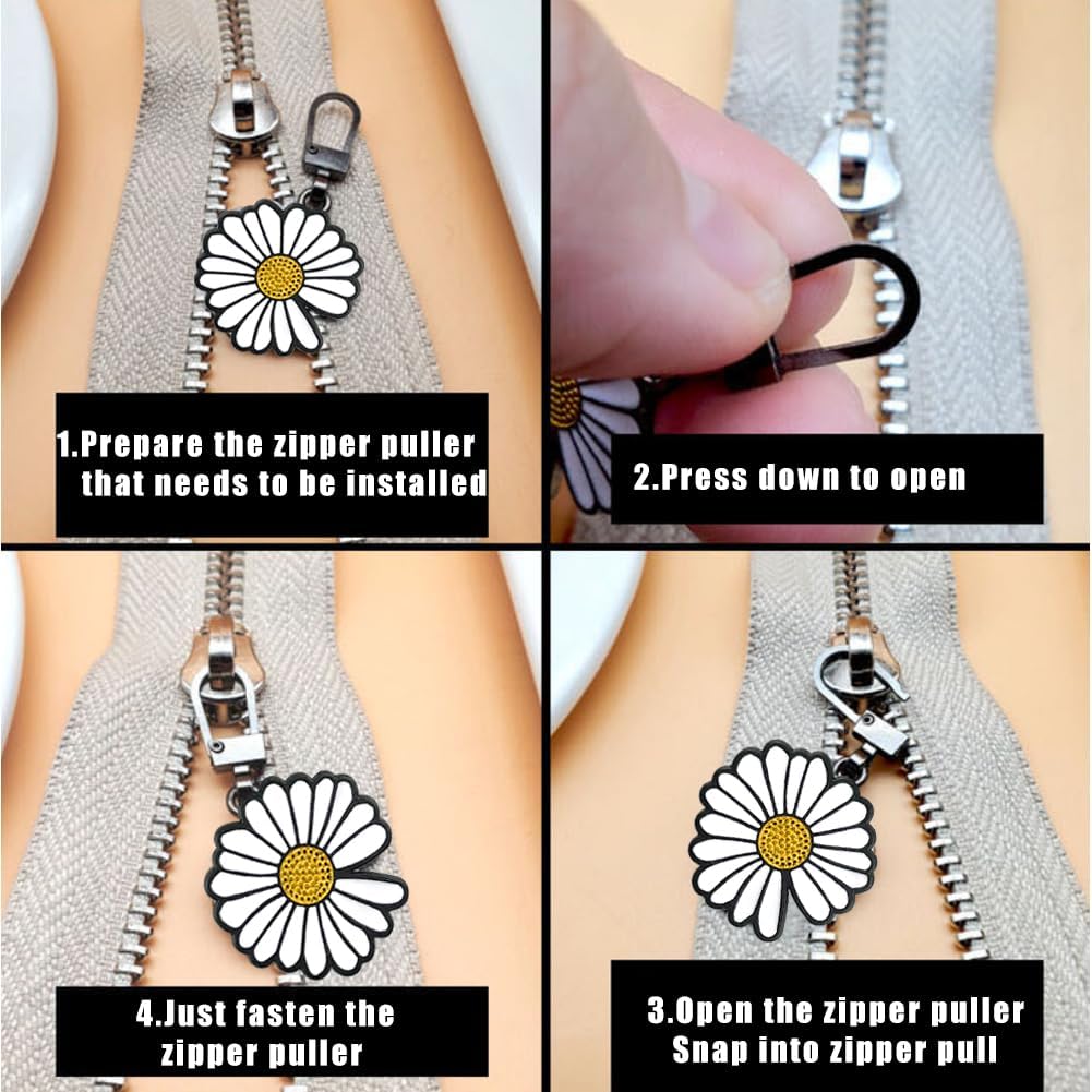 Azonee Zipper Pull Replacement, Detachable Pull Multifunctional Metal Zipper DIY Sewing Zippers Repair Kits, for Coats Backpacks Jackets Pants Jeans Purses (30 Pack)