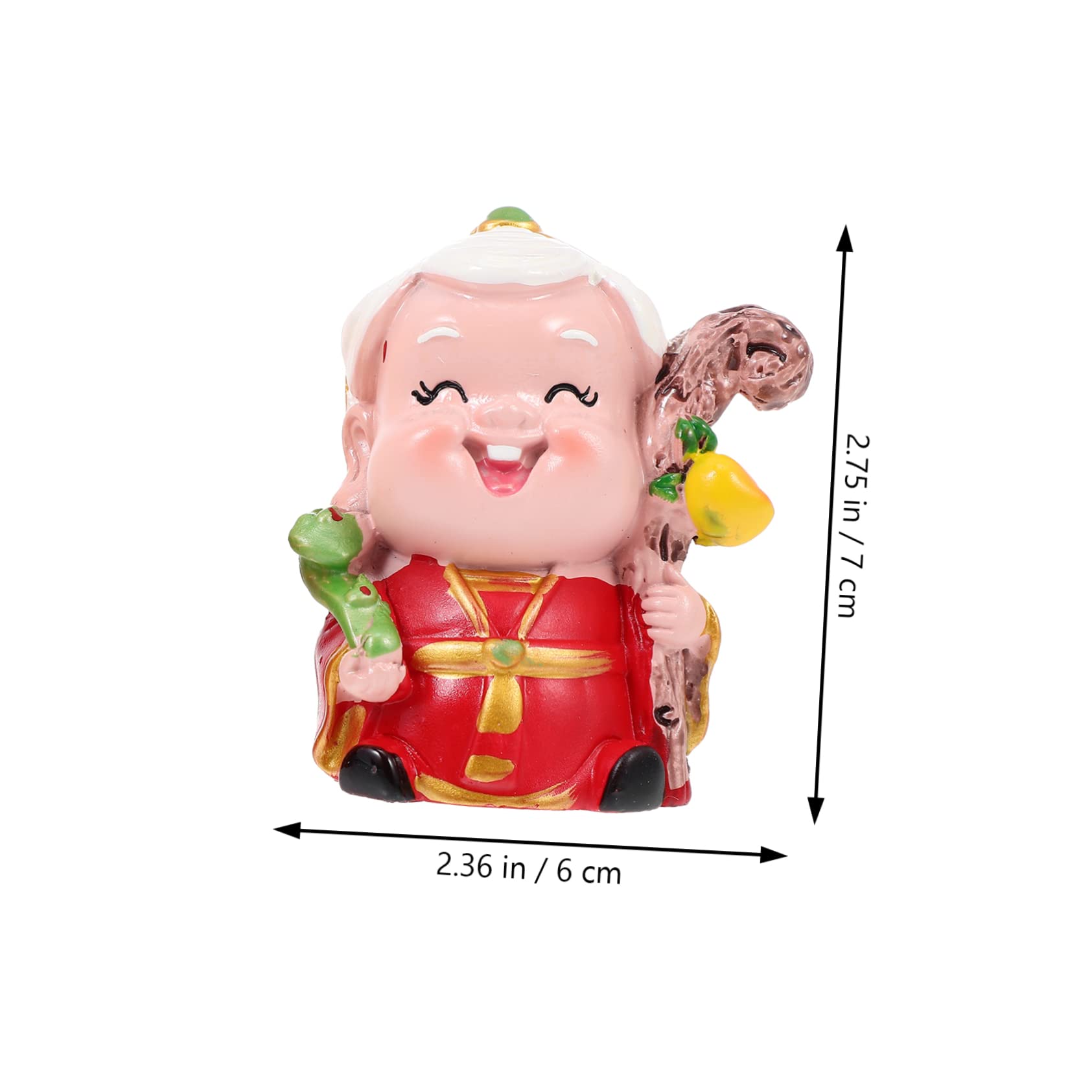 ZXQUEGF 2 szt. Urodziny zabawki dla chłopca Miniatury Figurki Feng Shui Statua Długowieczność Rzeźba Starsza para Ozdoba Bóg długowieczności Figurka Dekoracje samochodowe Vintage Szczęście Statua