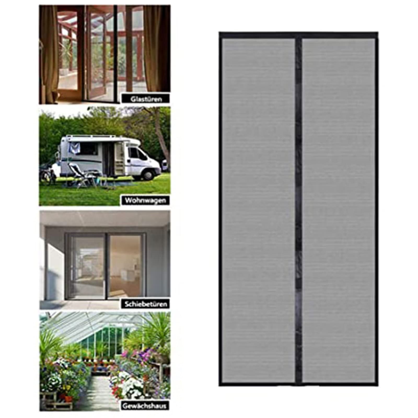 Magnetyczna moskitiera 105 x 230 cm Anti Mosquito Magnetic Automatyczne zamknięcie Zapobiegaj lataniu w obce przedmioty na pokój dzienny Sypialnia Patio Balkon, Czarny