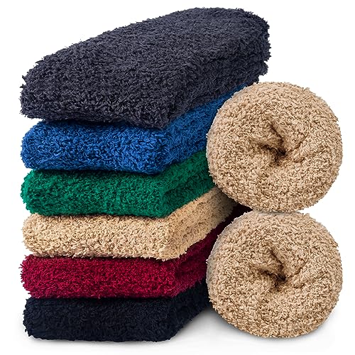 Mens Fuzzy Socks, Warm Winter Fluffy Cozy Slipper Fleece Socks for Men