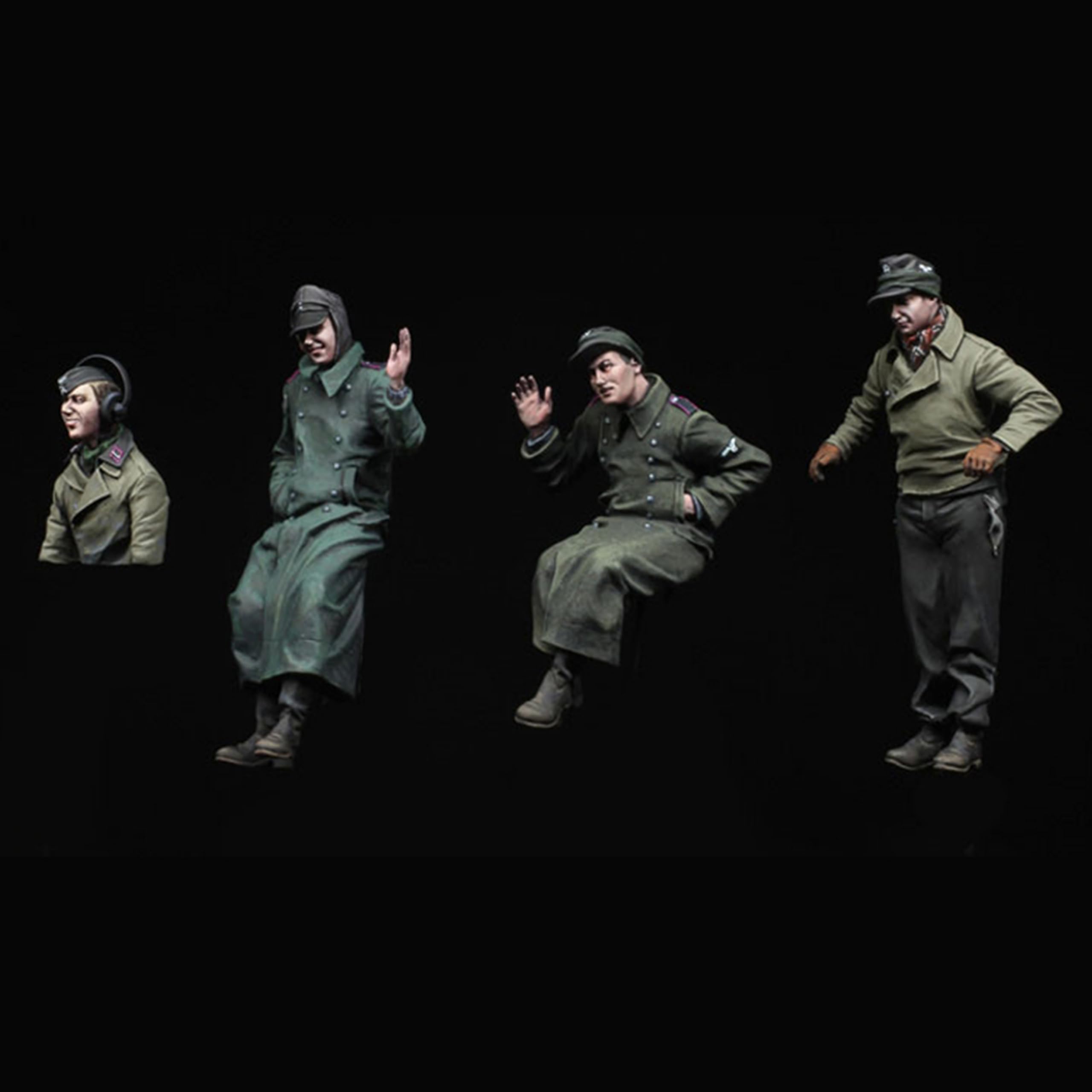 TRUEGRIS 1/35 WWII German Tank Soldier Resin Model Kit Unpainted and Unassembled (4 people, no tank) //k5w3J4