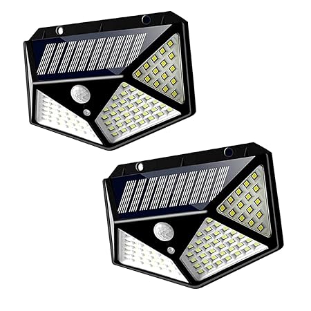 DEBIRE Solar LED Lights for Garden,Home,Outdoors, 100 LED in 1 Motion Sensor Security Light, Wireless Motion Sensor LED, (Black, 2)