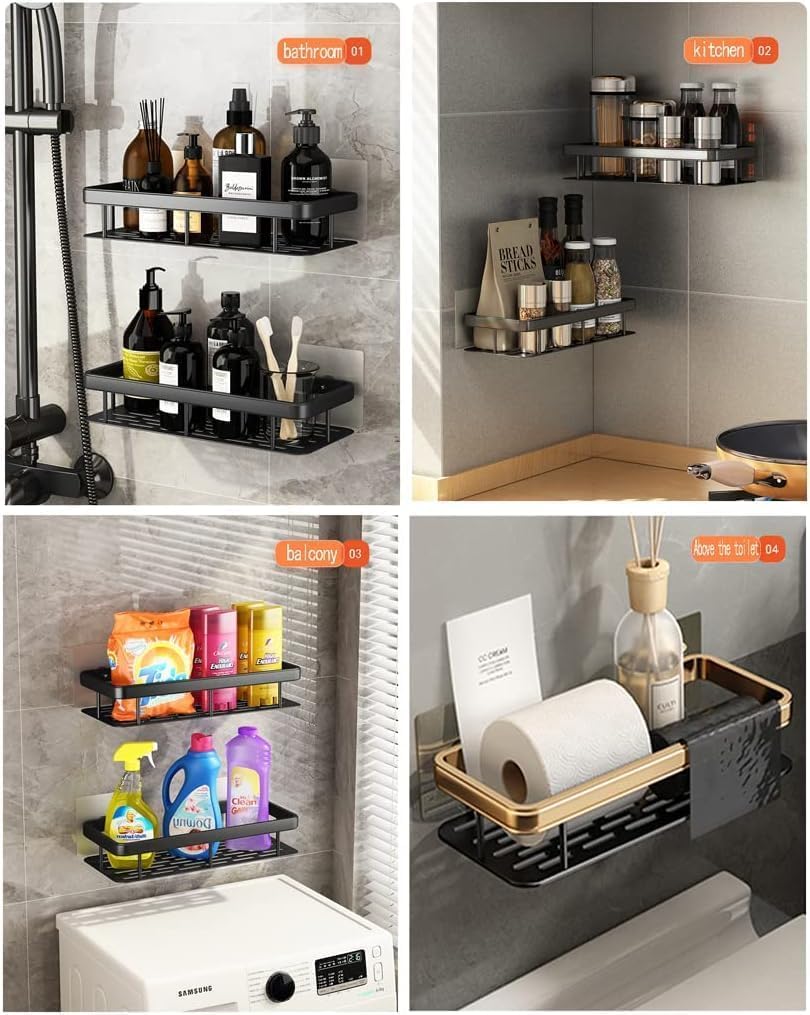 Leawall Heavy Duty Plastic Self-Adhesive bathroom shelves - Multipurpose Wall-Mounted Storage Organizer for Bathroom, kitchen organizer rack bathrom organiser without drill bathroom accessories 1
