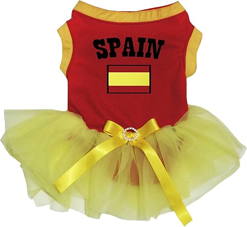 Miniatura 2 de Petitebella Vestido para perro cachorro con la bandera de España (rojoamarillo, talla M)