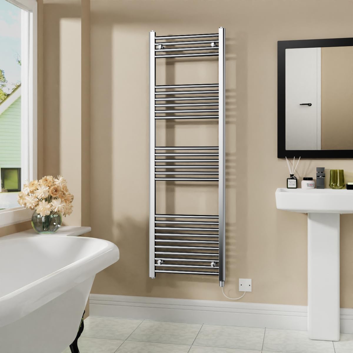 Warmehaus 800W Electric Heated Warming Towel Rail Bathroom Radiator Chrome - 1600x500mm