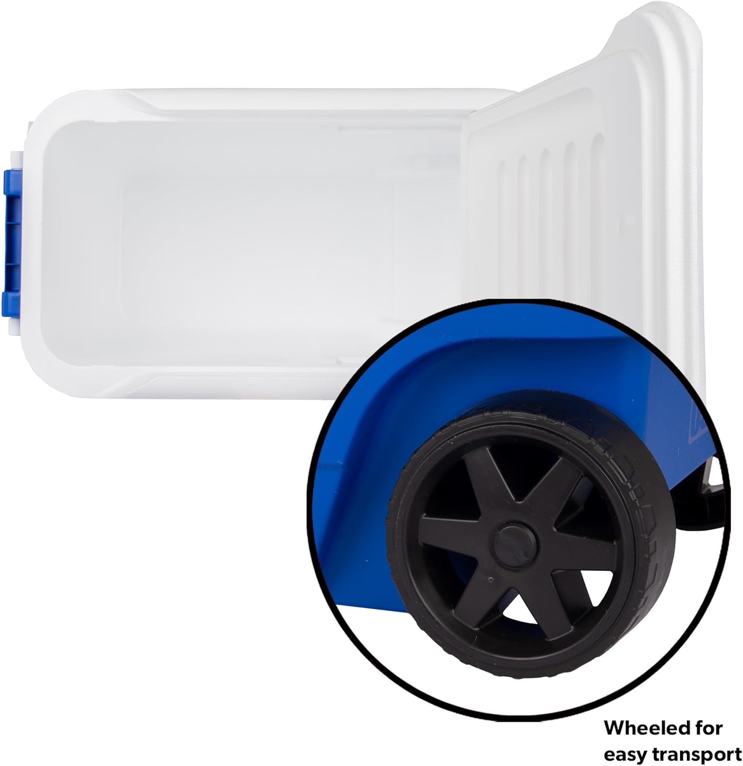 38 Qt Rolling Hard Sided Cooler, Insulated Portable Ice Chest with Tow Handle & Wheels, 53 Can Capacity for Camping, Beach, Picnic, Travel, Fishing & Outdoor Sports, Blue