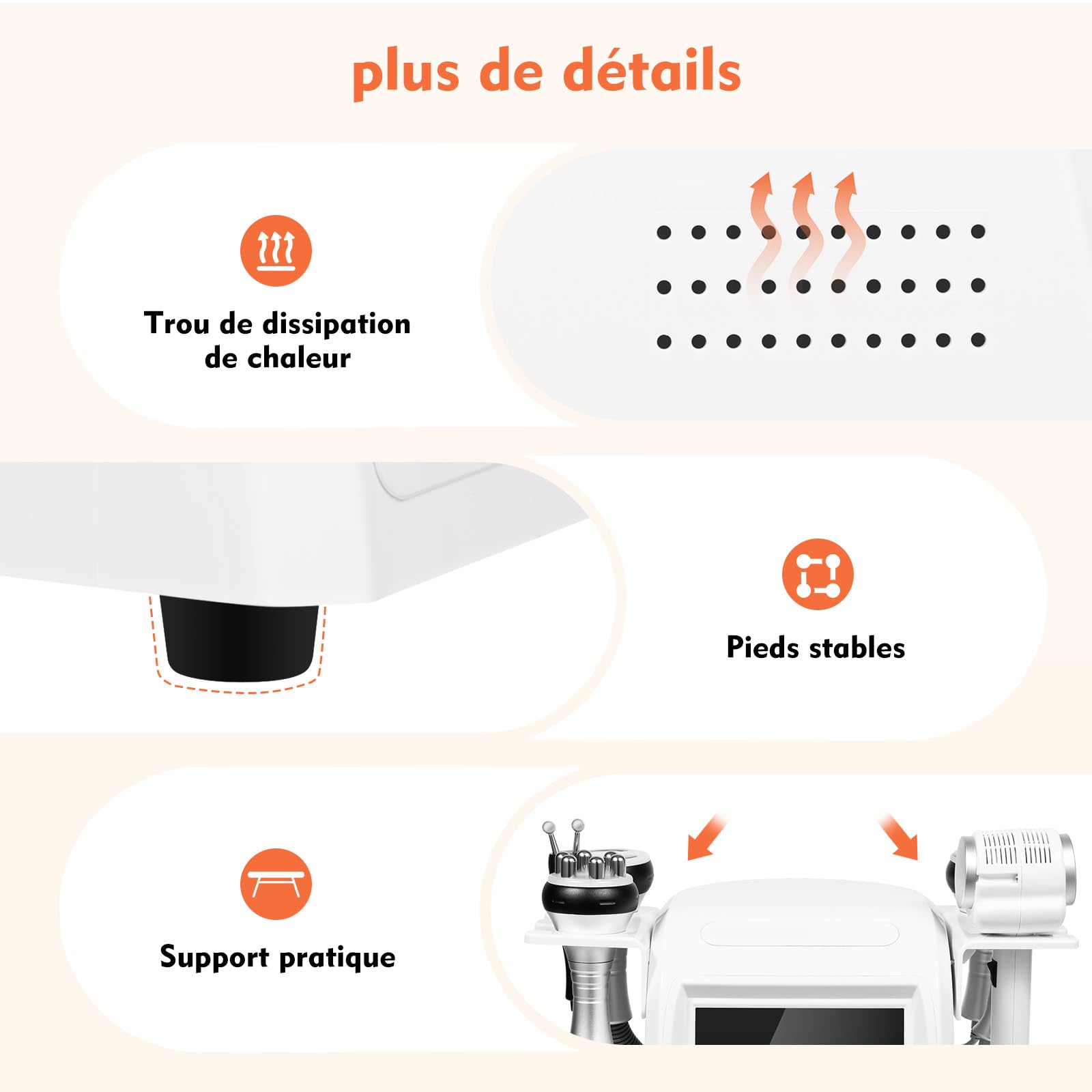 Appareil Minceur 40K, Cellulite, Cavitation 6 en 1, Fréquence Radio, Appareil et Corps, Machine de Beauté Raffermissante et Modelage de la Peau pour Le Corps et Le Visage