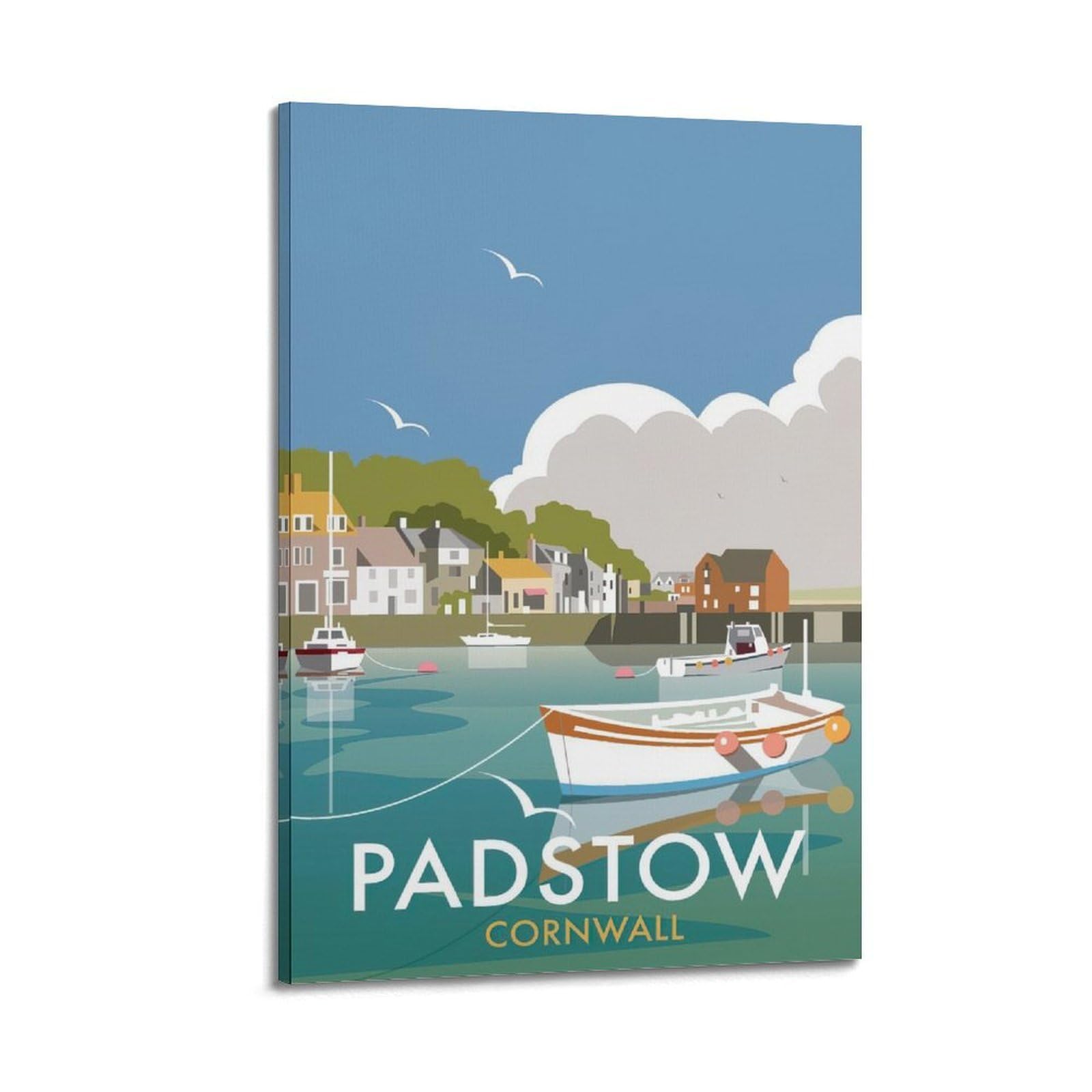 DLJGDS Vintage Travel Poster PADSTOW CORNWALL Decorative Painting Canvas Wall Posters And Modern Family Bedroom Decor 12x18inch(30x45cm)