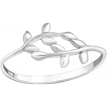 Olive Branch 925 Sterling Silver Midi, Stackable, Above Knuckle, Mid Finger Tiny Ring