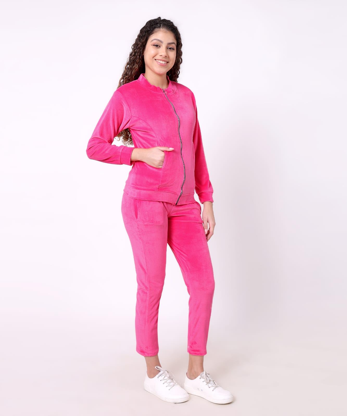 FELLAMO-Girls/Women Relax Fit & Stretchable Full Sleeves Night Suit/Tracksuit-113 Pink 14-15Y 1