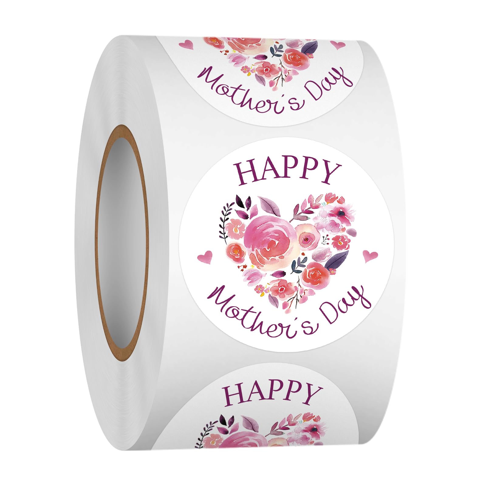 Louise Maelys 500 Pcs Happy Mother's Day Stickers Roll, 1.5 Inch Colorfol Flower Holiday Lable, Gift Adhesive Decoration Round Labels for Baking Card