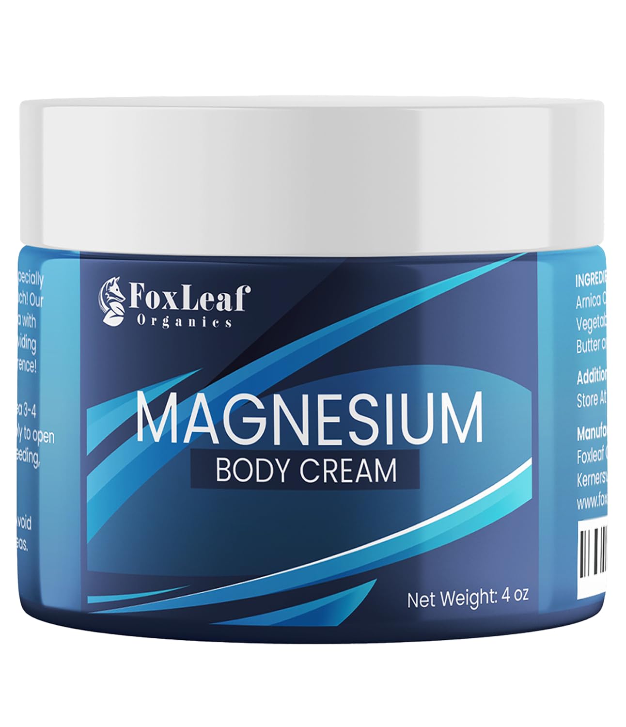Magnesium Cream, Topical Magnesium Chloride Body Cream with Arnica, Shea Butter & Lavender Oil, Non Greasy Formula, 4oz 4 Fl Oz (Pack of 1)