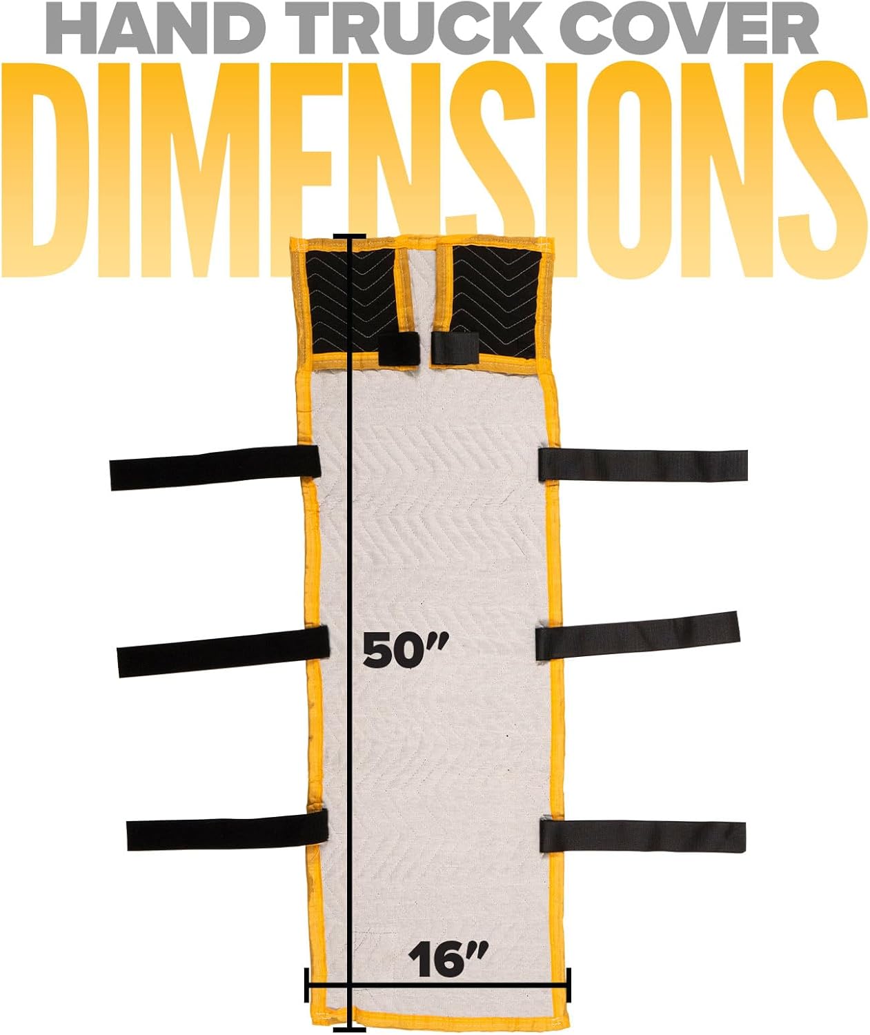 US Cargo Control Quilted Hand Truck Cover 50" x 16". Squared Top Hand Truck Pad with Hook and Loop Straps, Padded Cotton/Polyester Quilted Furniture Pads for Moving, Storage, Deliveries (Pack of 4)