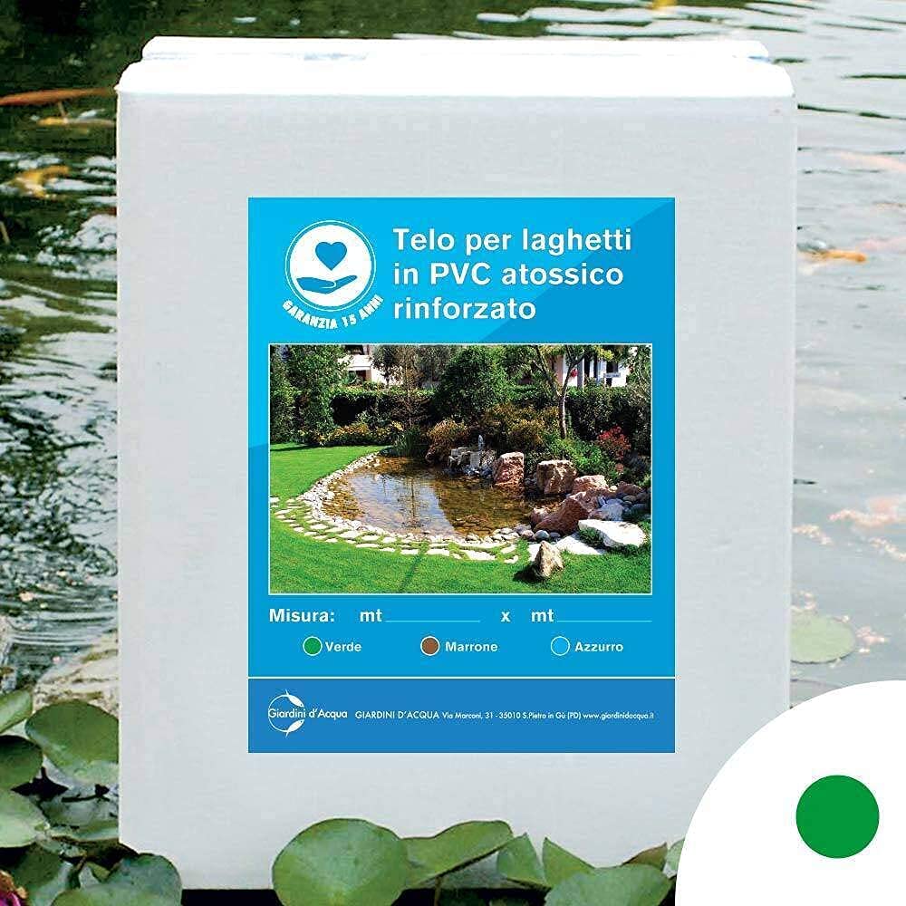 Giardini d'Acqua Telo in PVC Rinforzato Colore Verde mt 4 x 3, atossico ed Adatto a Pesci e Piante