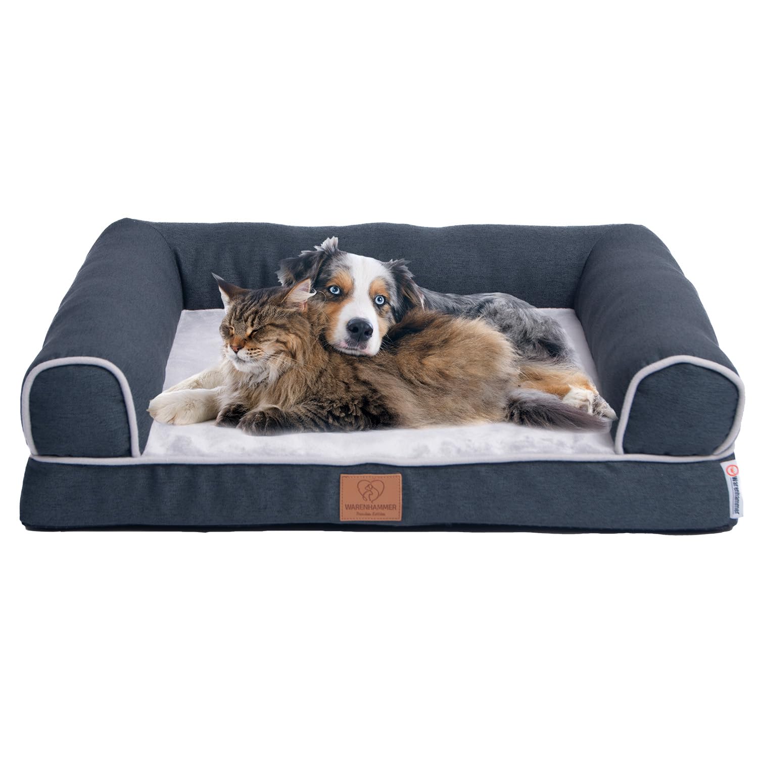 Warenhammer Orthopdisches Premium Hundebett mit Egg Foam, Hundesofa,  Hundekissen, waschbar, flauschig, Bezug abnehmbar, waschbar, 71 x 58 x 16  cm, Hellgrau (M) : Amazon.de: Haustier