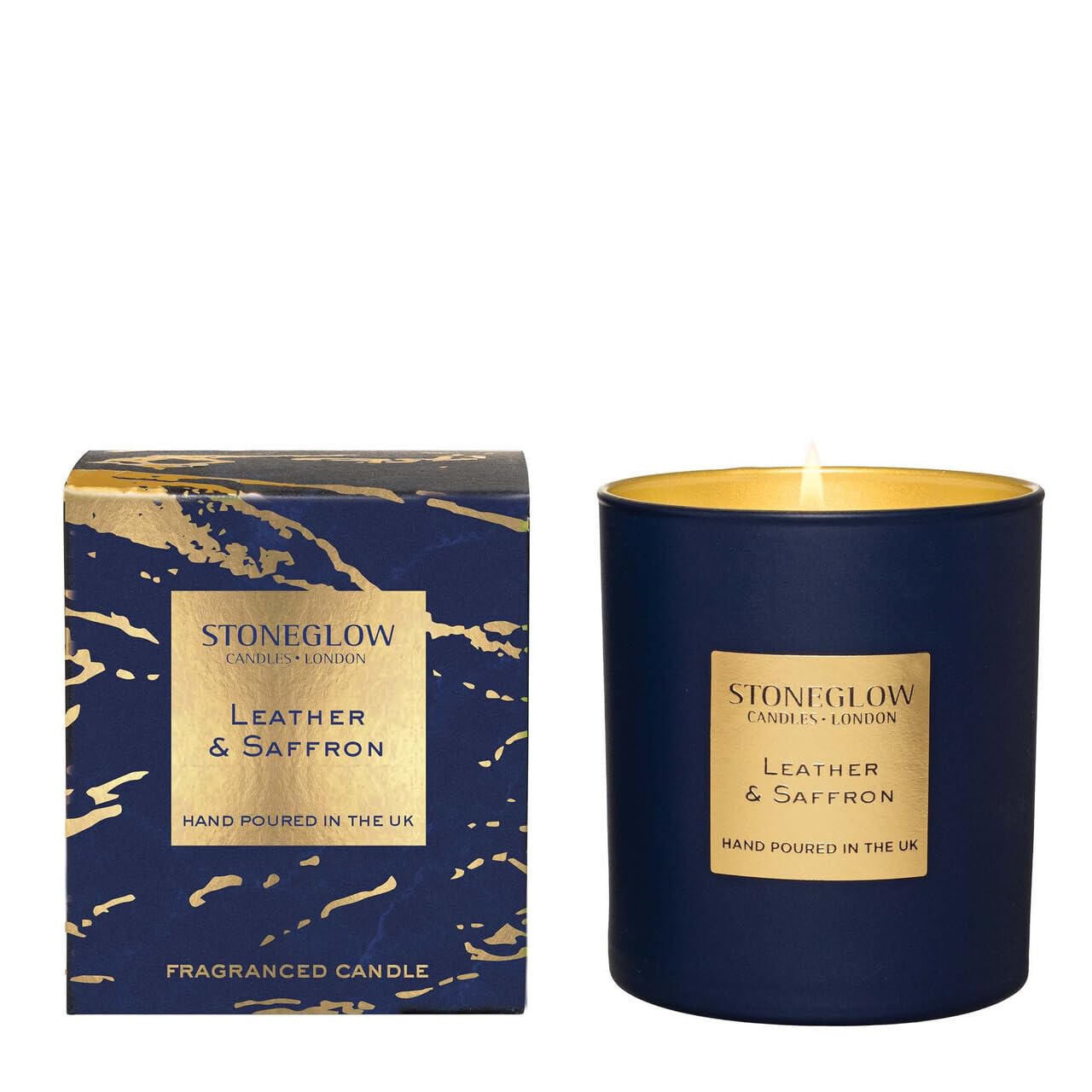 Stoneglow Brown Seasonal Scents Luna Leather & Saffron Tumbler Candle- Boxed