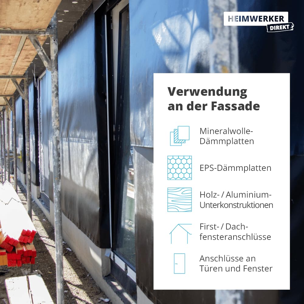 4x Alfa Rufol UV 200 SK 1,5m x 50m – Fassadenbahn 220 g/m² (300m²) | Profi-Qualität - Für vorgehängte und hinterlüftete Fassden - Hoch diffusionsoffen - Schützt vor Schlagregen und Flugschnee