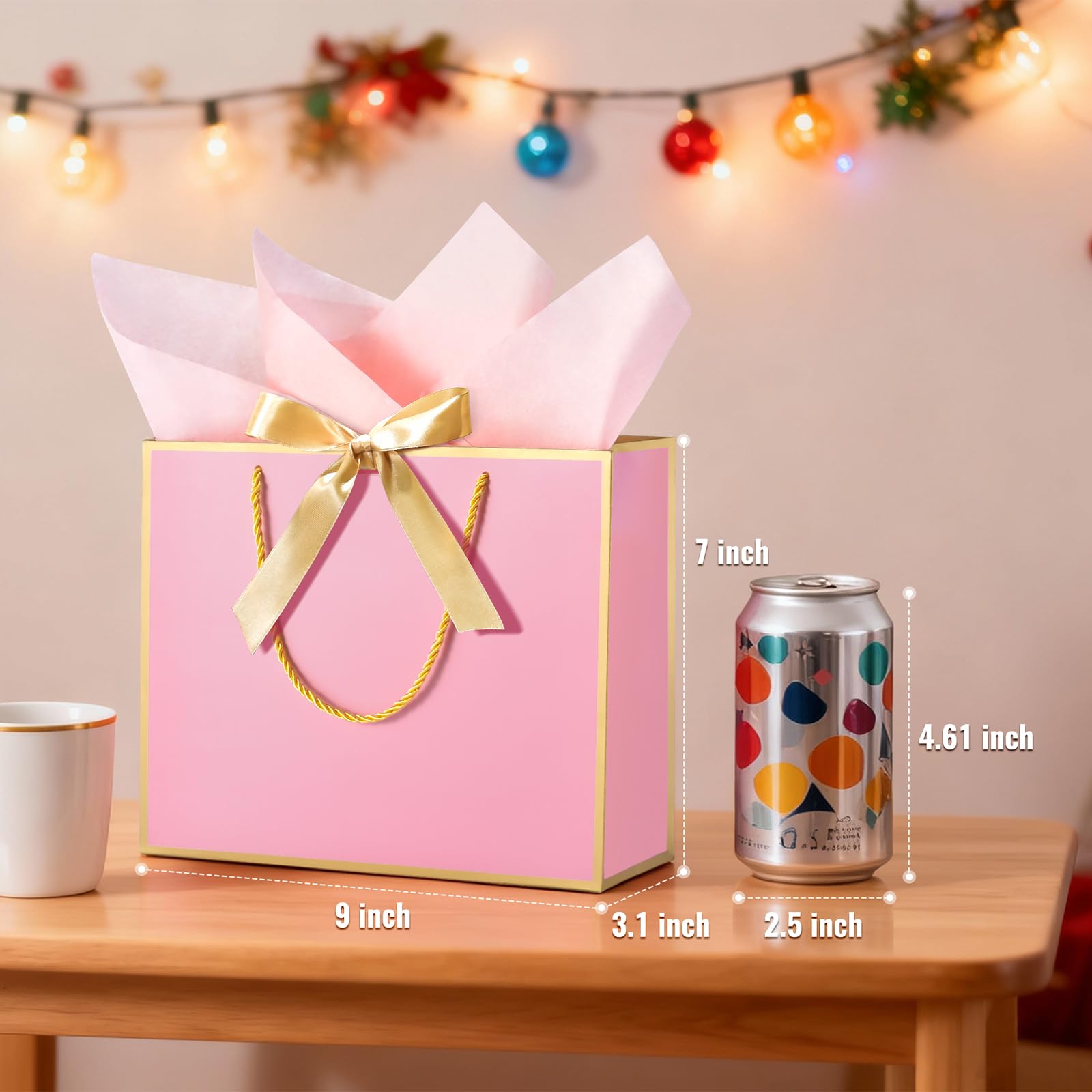 DOYIDE 30 Pcs Thank You Gift Bags with Tissue Paper, 9x7x3.1in Paper Gift Bags with Handles, Gift Wrap Bags with Bow Ribbon for Wedding Birthday Baby Shower Bridesmaid Party