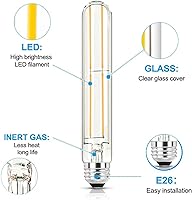 Vista 7 de NOVELUX 7.3 Inch E26 Led Bulb 6W, Equal 80 Watt 4000K Neutral White Edison Bulbs Dimmable, T10 T9 Long Tubular Clear Glass Light Bulb 800LM for