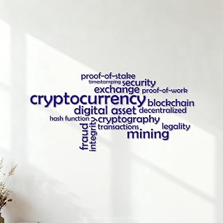 Nuage de mots Cryptomonnaie Décorations murales en vinyle 42x87.1cm Ne se décolle pas Bleu foncé