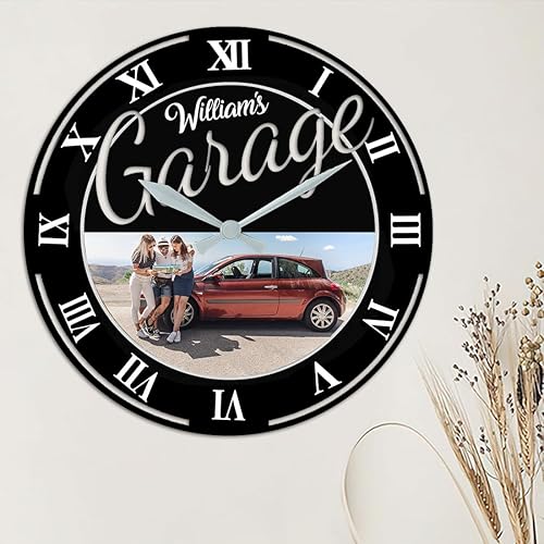 Miniatura 2 de Reloj de pared de neón personalizado con foto de automóvil, reloj de pared personalizado con nombre para los amantes de los automóviles para