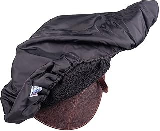 Dura-Tech Fleece Lined English Saddle Cover | Color Black | Essential Horse Tack Protection | Durable 420D Nylon Outer | Soft Fleece Lining | Stretch to Fit up to 18