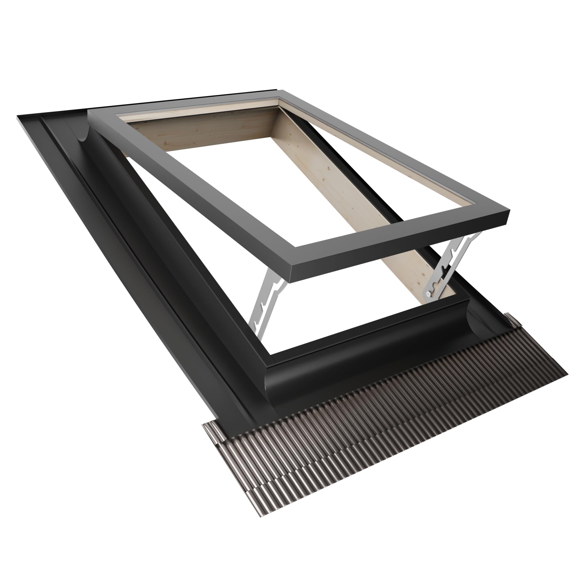 Emica - Claraboya abertura Vasistas en Aluminio | Línea Best Vidrio Antigranizo y Seguridad Interna 4T-9-4T | Tirador con 4 posiciones de apertura | Ventanas para Tejados (55x72 Base x Alto)