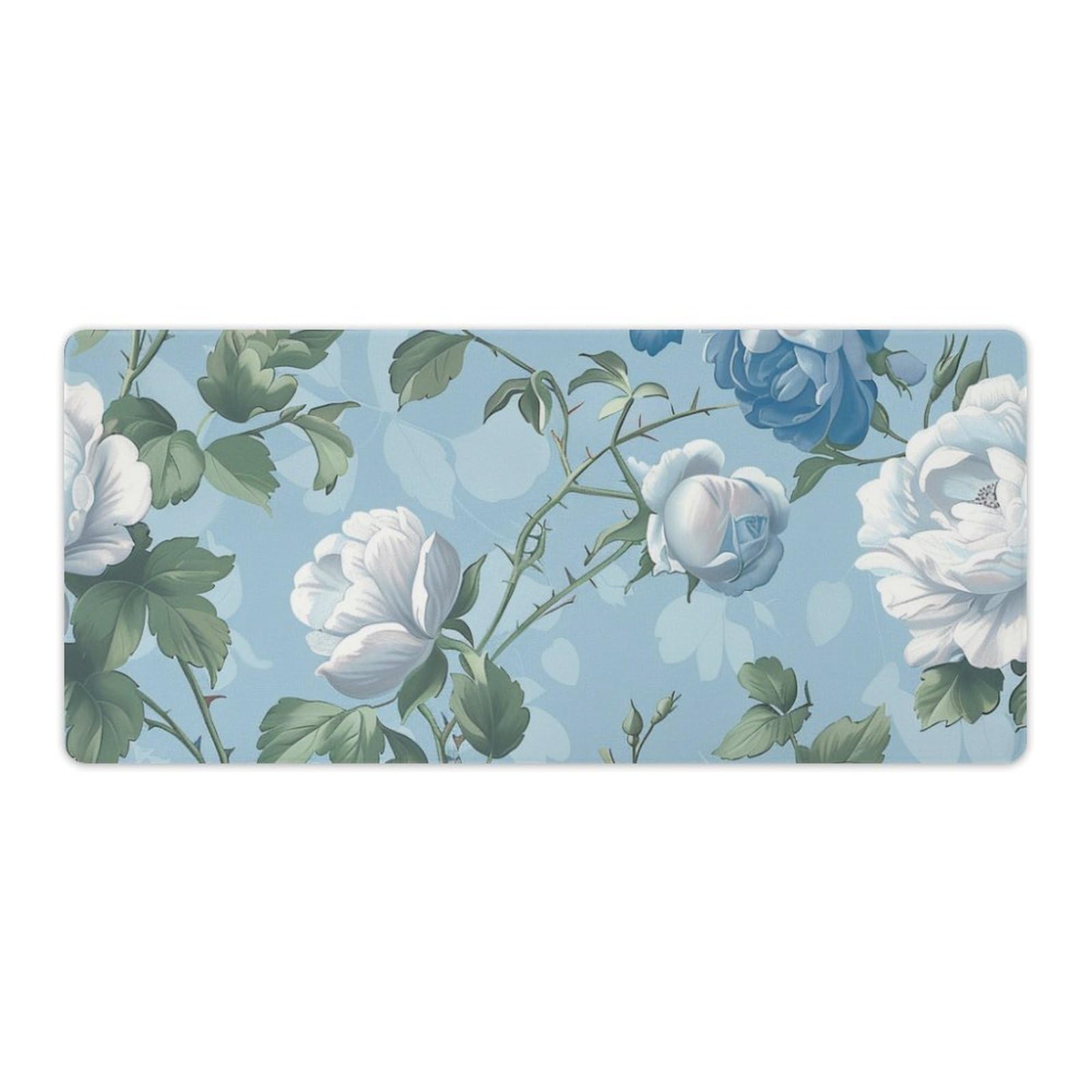 Amazon.co.jp: マウスパッド 大型 ロココブルーの花柄ヴィンテージ 