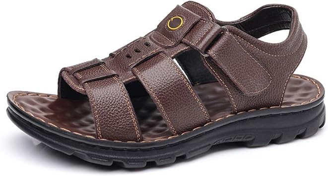 Mens Leather Hiking Sandals Mens Fisherman Sandal Outdoor Sports Summer Beach Sandals Walking Trekking Sandals